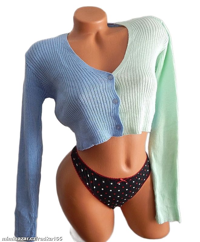 Modní žebrovaná crop svetřík vel.L