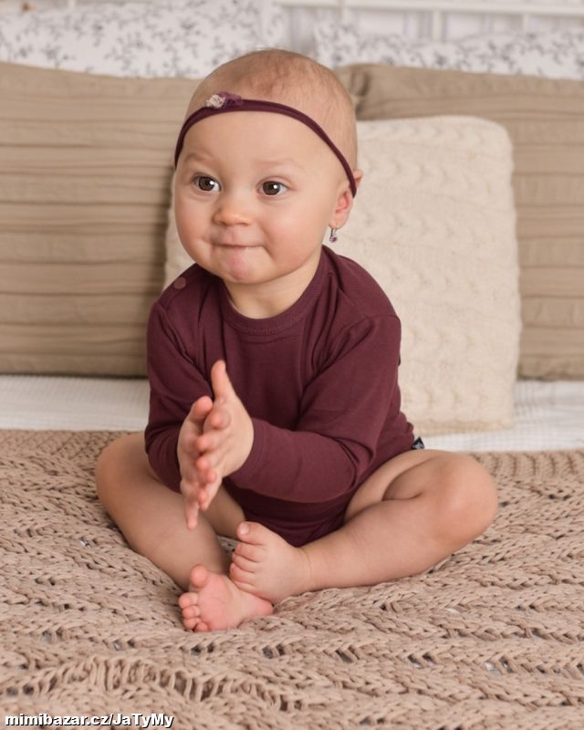 Body s dlouhým rukávem Bordo, vel. 80, SKLADEM