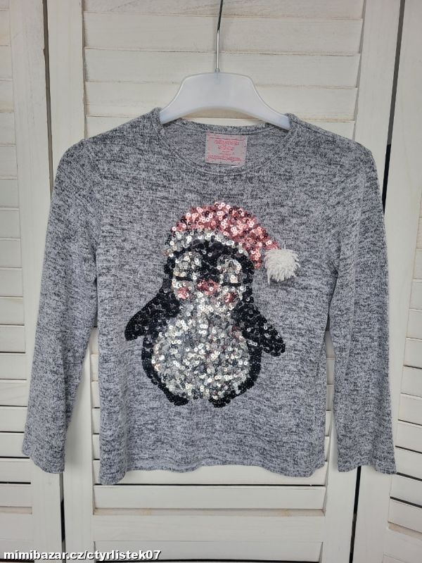 dívčí svetr tenký tučňák 7 let 70279