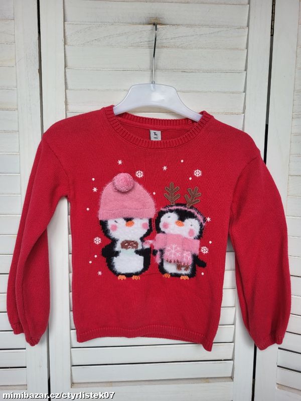 dívčí svetr tučňáci 5 let příze 70295