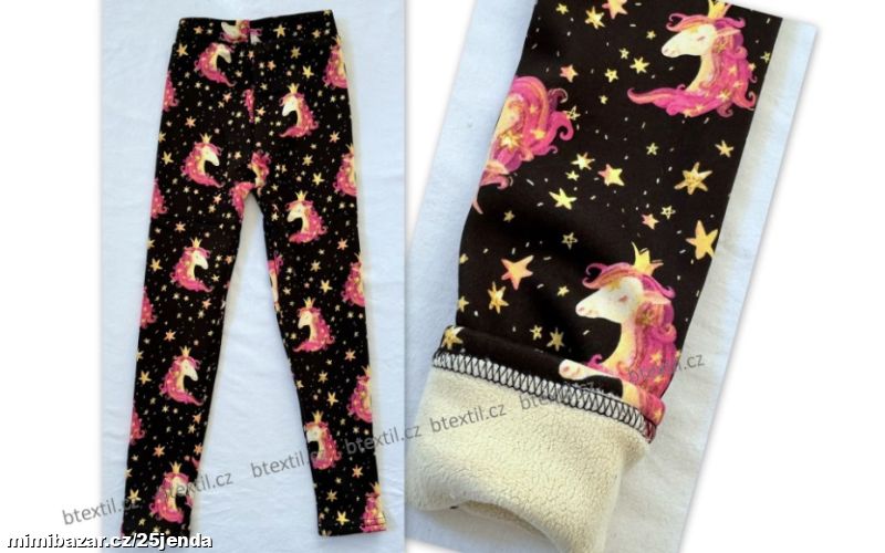 Oteplené legíny kalhoty s plyšem 98-164