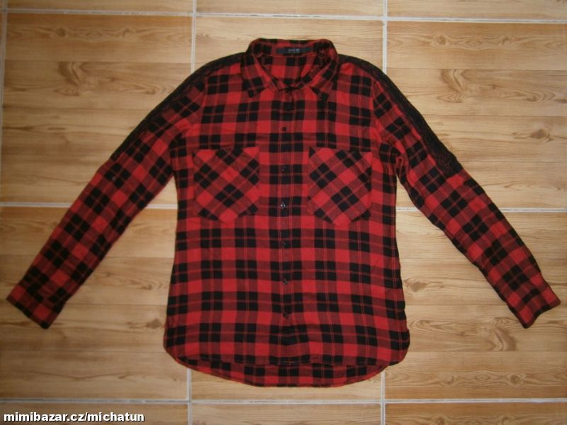 Kostkovaná košile s krajkou značky GUESS, vel.M