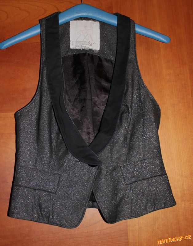 Dámská černo-stříbrná vesta River Island vel.34/36