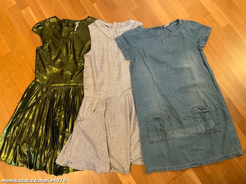 Šaty stříbrné modré riflové