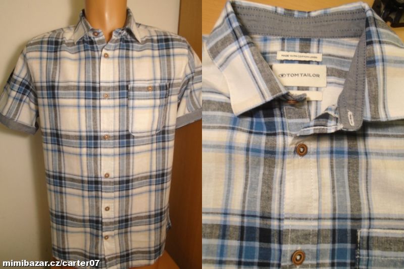 Pánská polo lněná košile T. Tailor/S/2x52cm
