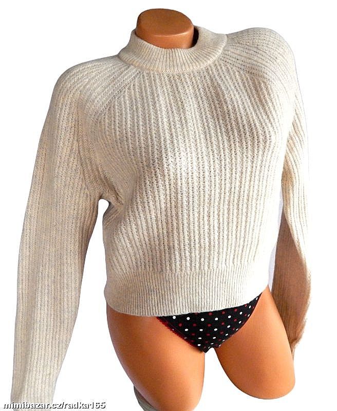 Teplý vlněný crop svetr vel.XS