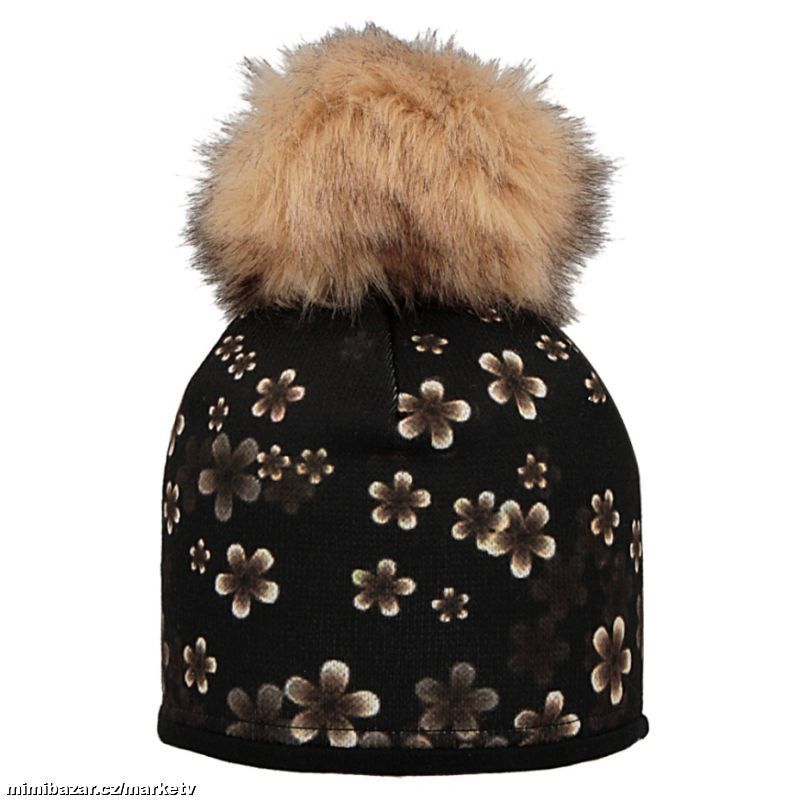 Zimní čepice RDX 4010 s kožešinovou bambulí kvítka