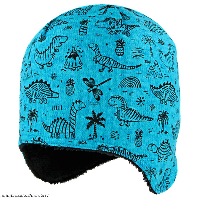 Zimní čepice RDX dinosauři modrá