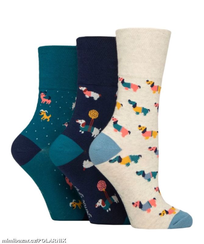 Barevné dámské ponožky s pejsky