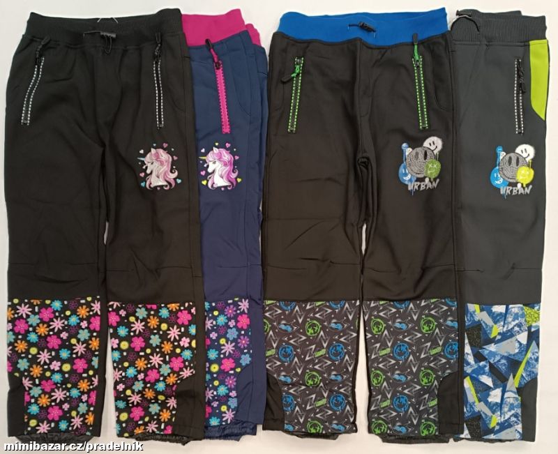 Softshellové kalhoty podšité flízem vel 104 až 134