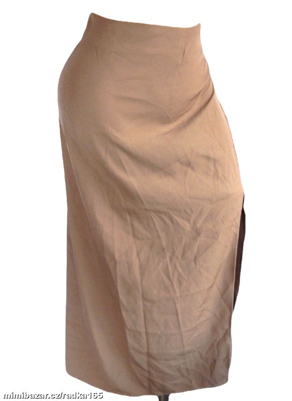 Camel sukně s velkým rozparkem vel.50