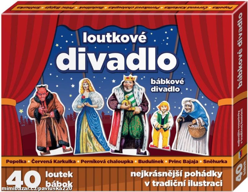 Divadlo loutkové 40 postaviček s doplňky 7 pohádek