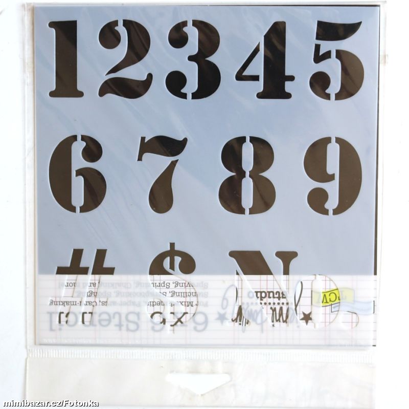 Šablona na malování ČÍSLO, ČÍSLICE, plast 15x15 cm