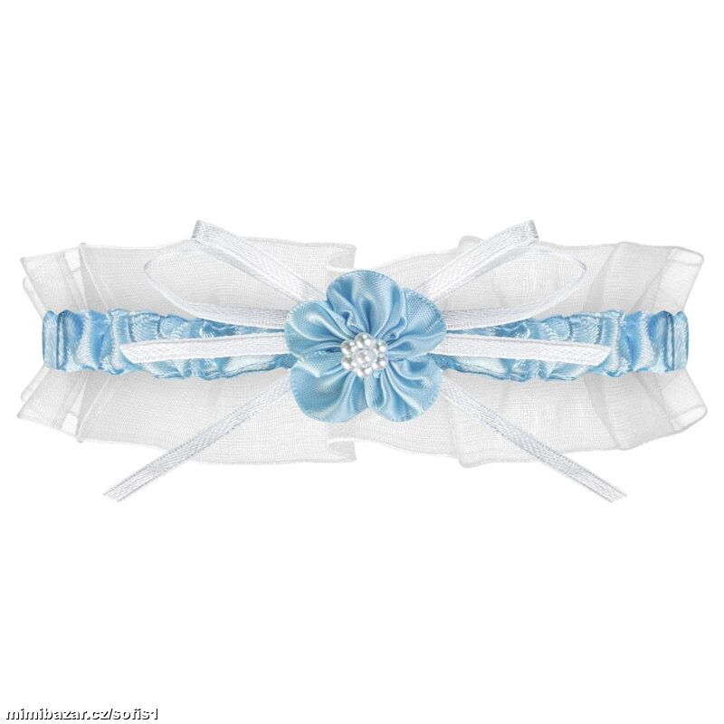 svadobný podväzok bielo-modrý HELSINKI PW-33