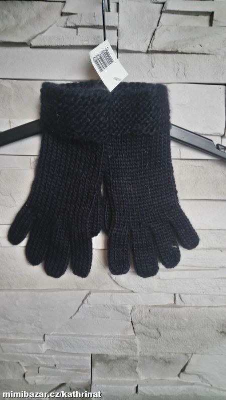 Černé pletené rukavice, vel. 6
