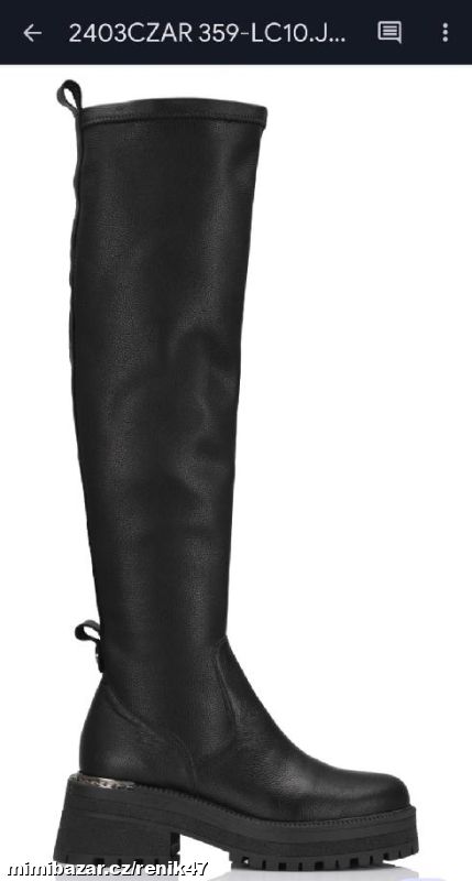 Strečové kozačky kombinace kůže na každé lýtko