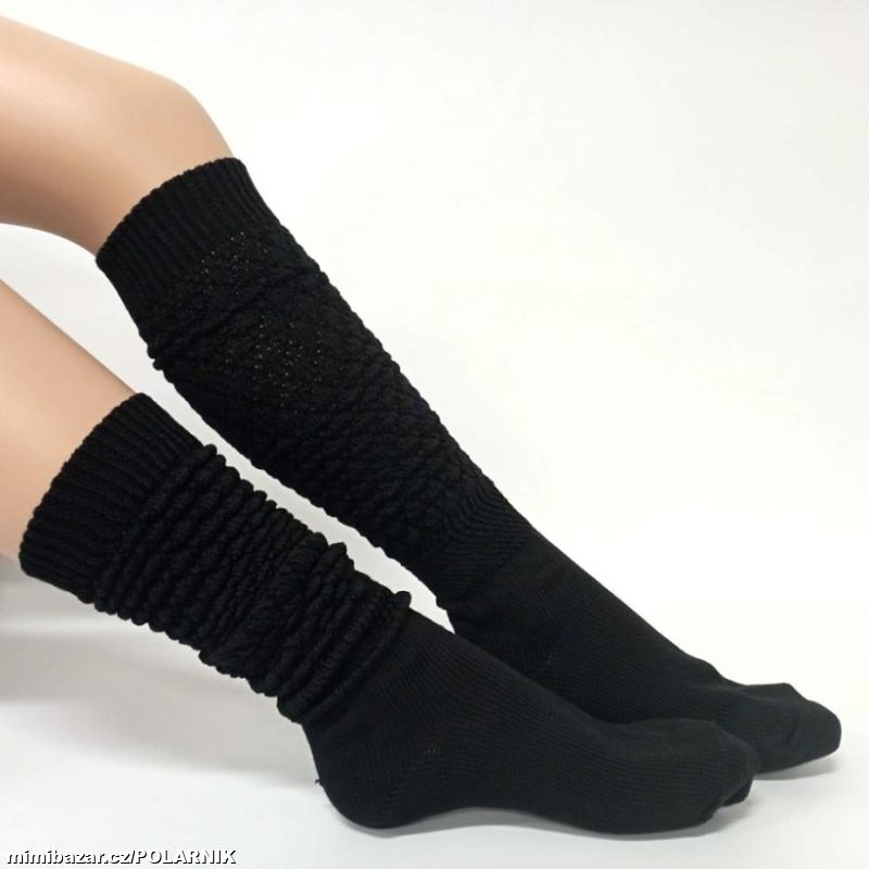 Hřejivé dámské shrnovací podkolenky s vysokým podí