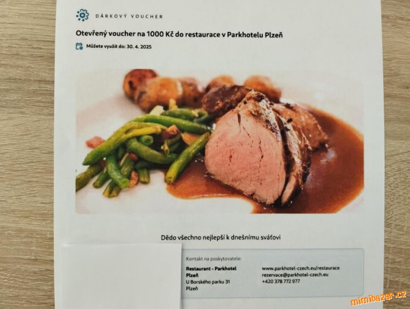 Obrázek k inzerátu: Voucher na 1.000 Kč do restaurace Parkhotel Plzeň
