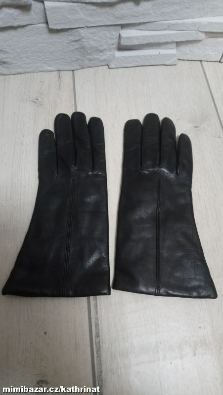 Černé dámské kožené rukavice, vel. 6