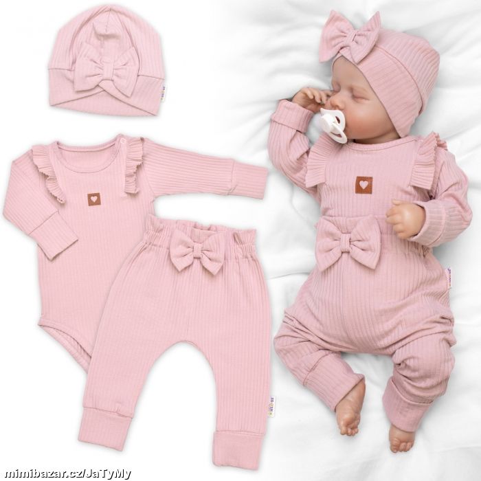 3- dílná soupravička Baby girl pudrová, SKLADEM