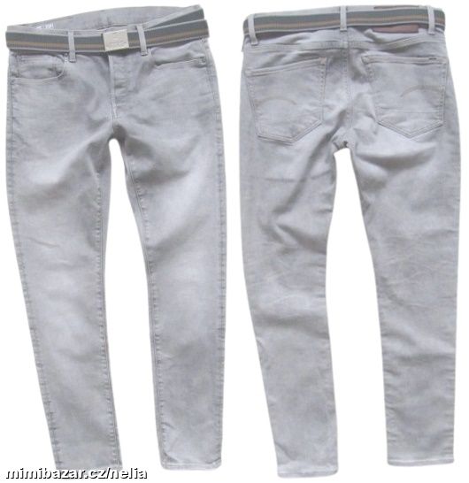 DŽÍNY ŠEDÉ S PÁSKEM