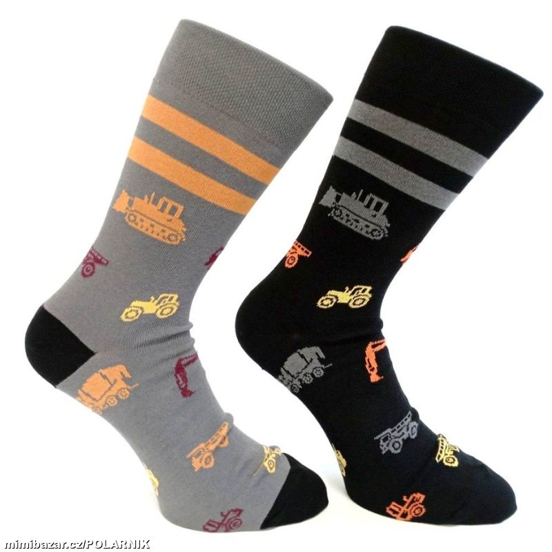 Barevné pánské ponožky se stavebními stroji