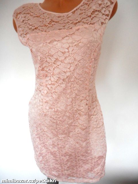 starorůžové krajkové šaty uk12