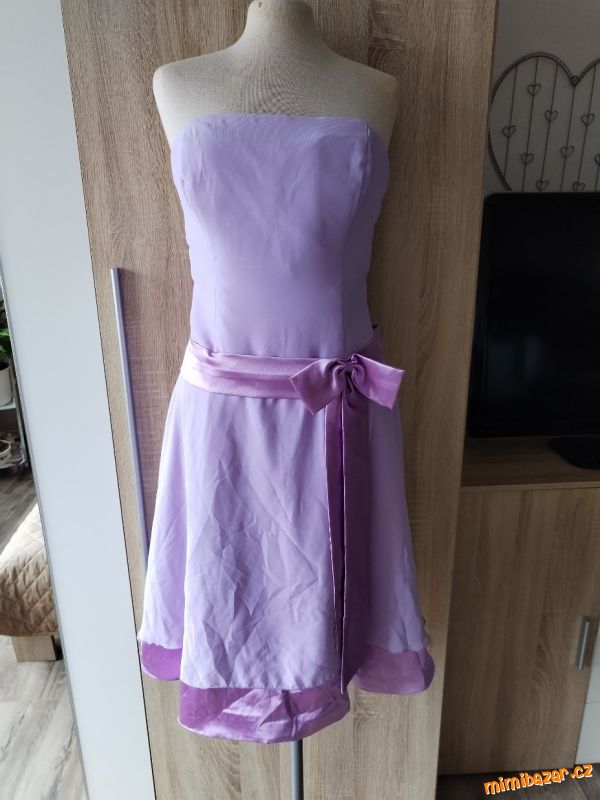 Lila fialové šaty bez ramínek vel M 38