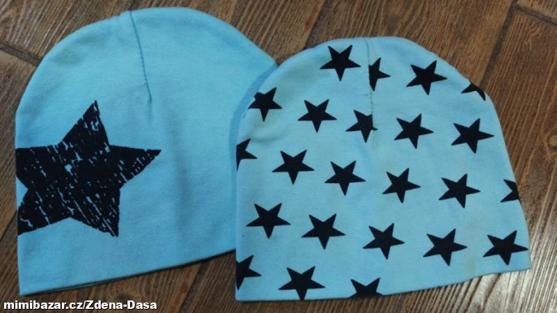 2 x pěkná jarní modrá čepice vel. 92/98/104