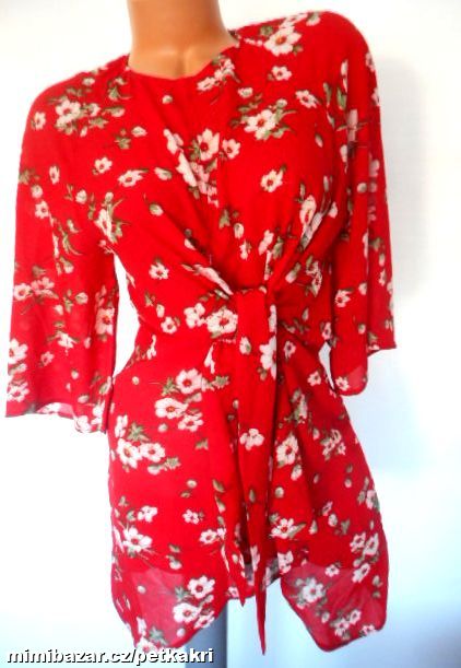 červené květované letní šaty vel M