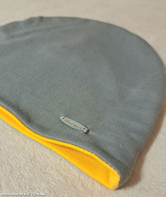 Čepice šedá žlutá oboustranná