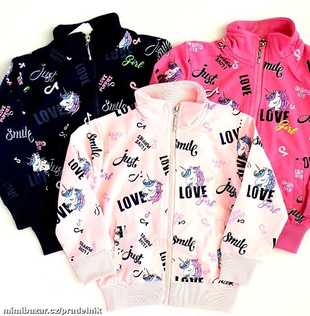 Bavlněná mikina s jednorožci ve vel.98 až 128
