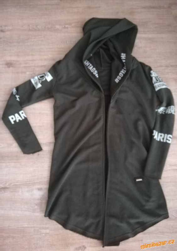 KHAKI BAVLNĚNÝ MIKINOVÝ KARDIGAN/KABÁTEK