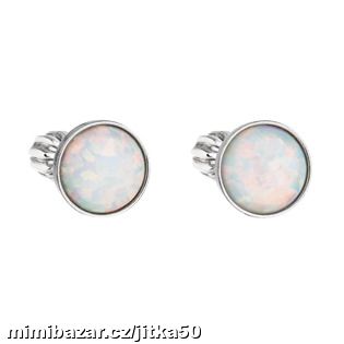 Stříbrné šroubovací náušnice s opály, White