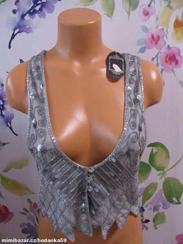 Dámská společenská šedá vesta