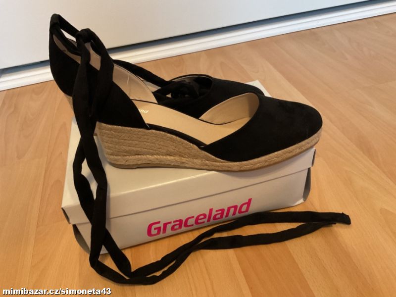 Espadrilky černé textilní šněrovací