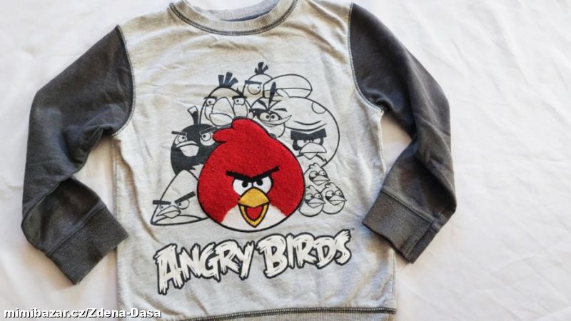 šedá mikina Angry bird vel. 110/116