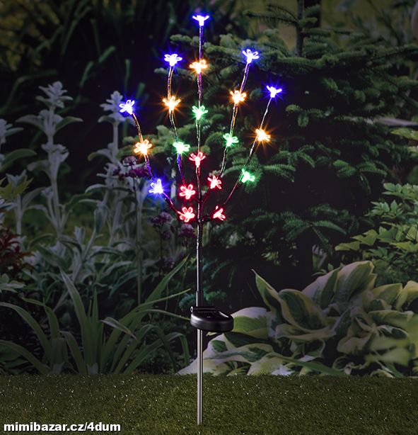 Solární Led zápich 80 cm barevý kvetoucí stromeček