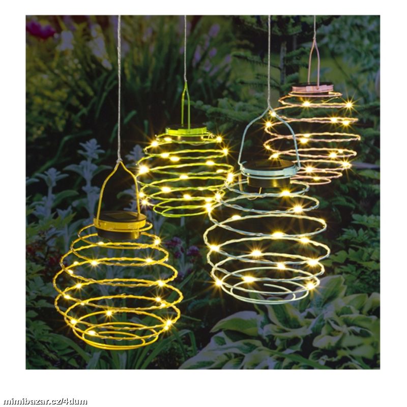 Solární led závěsná spirála 16 cm sada 4 ks