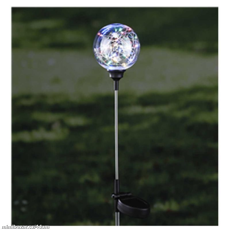 Solární Led zápich 80 cm koule 10 cm barevný