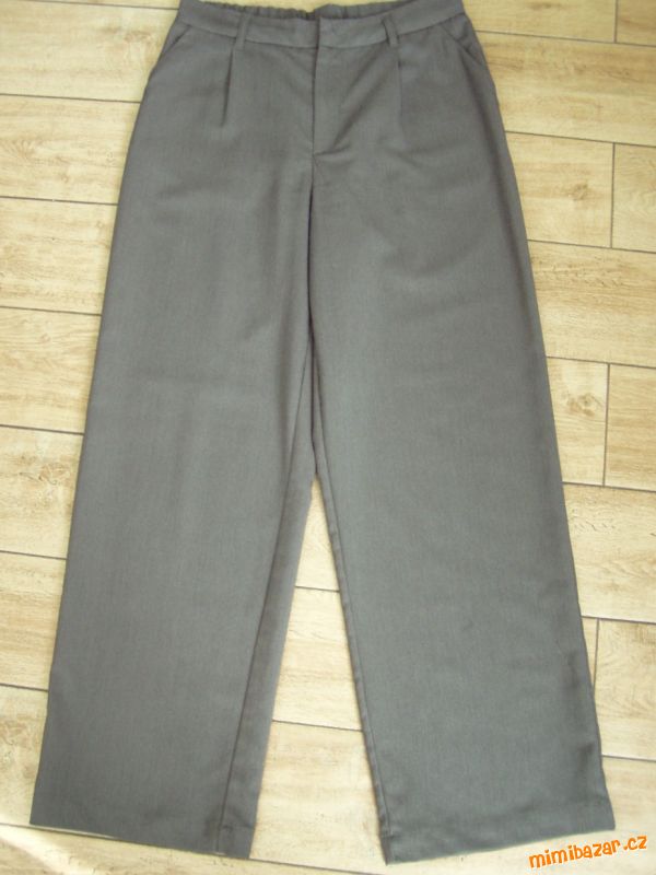 Šedé kalhoty s širokými nohavicemi H&M