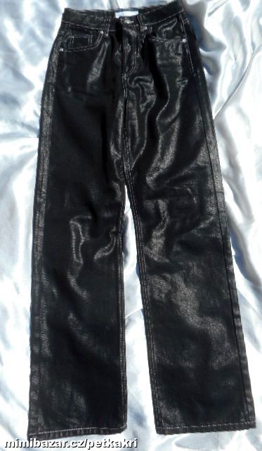 černé straight džíny s metalickým efektem W26 L32