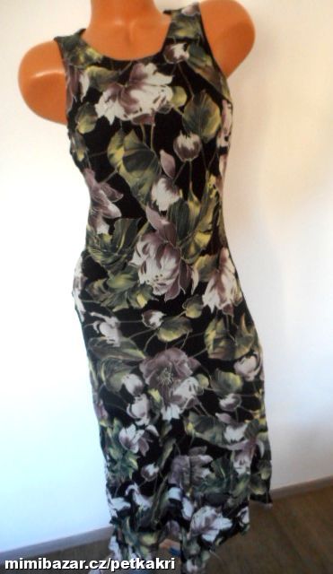 černé květované cípaté šaty vel 38