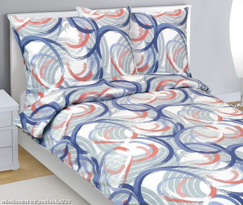 Povlečení krepové Modrá, Růžová, Šedá