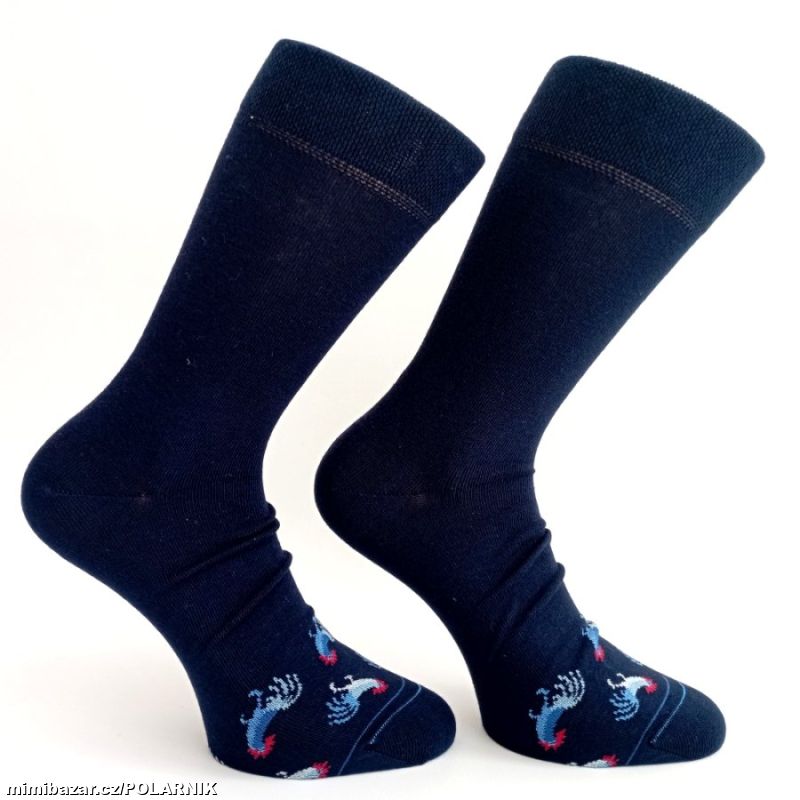 Tmavě modré ponožky s vysokým podílem bavlny