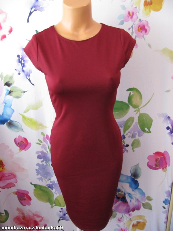 Vínové společenské elegantní pouzdrové šaty