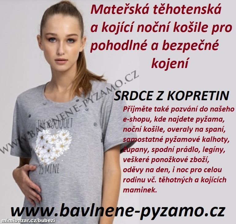 Mateřská noční košile Srdce z kopretin