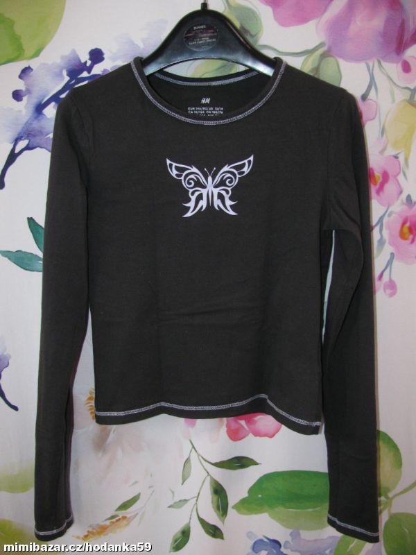 Crop top tmavě šedé pružné tričko H&M