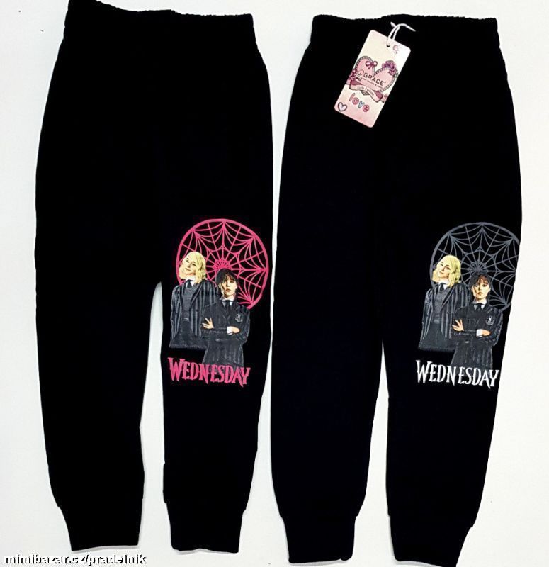 Dívčí černé tepláky Wednesday vel. 116 až 146