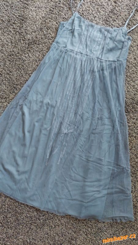 LETNÍ ŠEDÉ TYLOVÉ ŠATY MONSOON UK 16